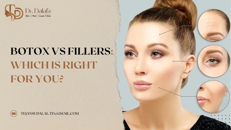 Illustration comparing Botox for expression lines and filler for facial volume