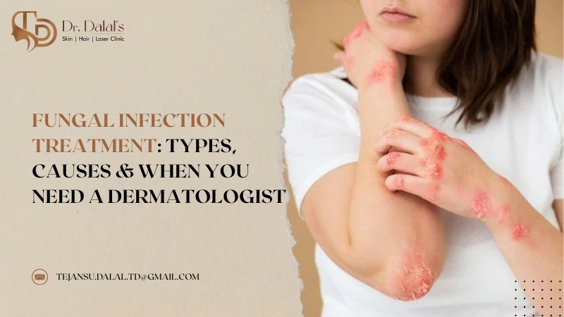 Illustration showing a fungal skin infection transitioning to clear, healthy skin