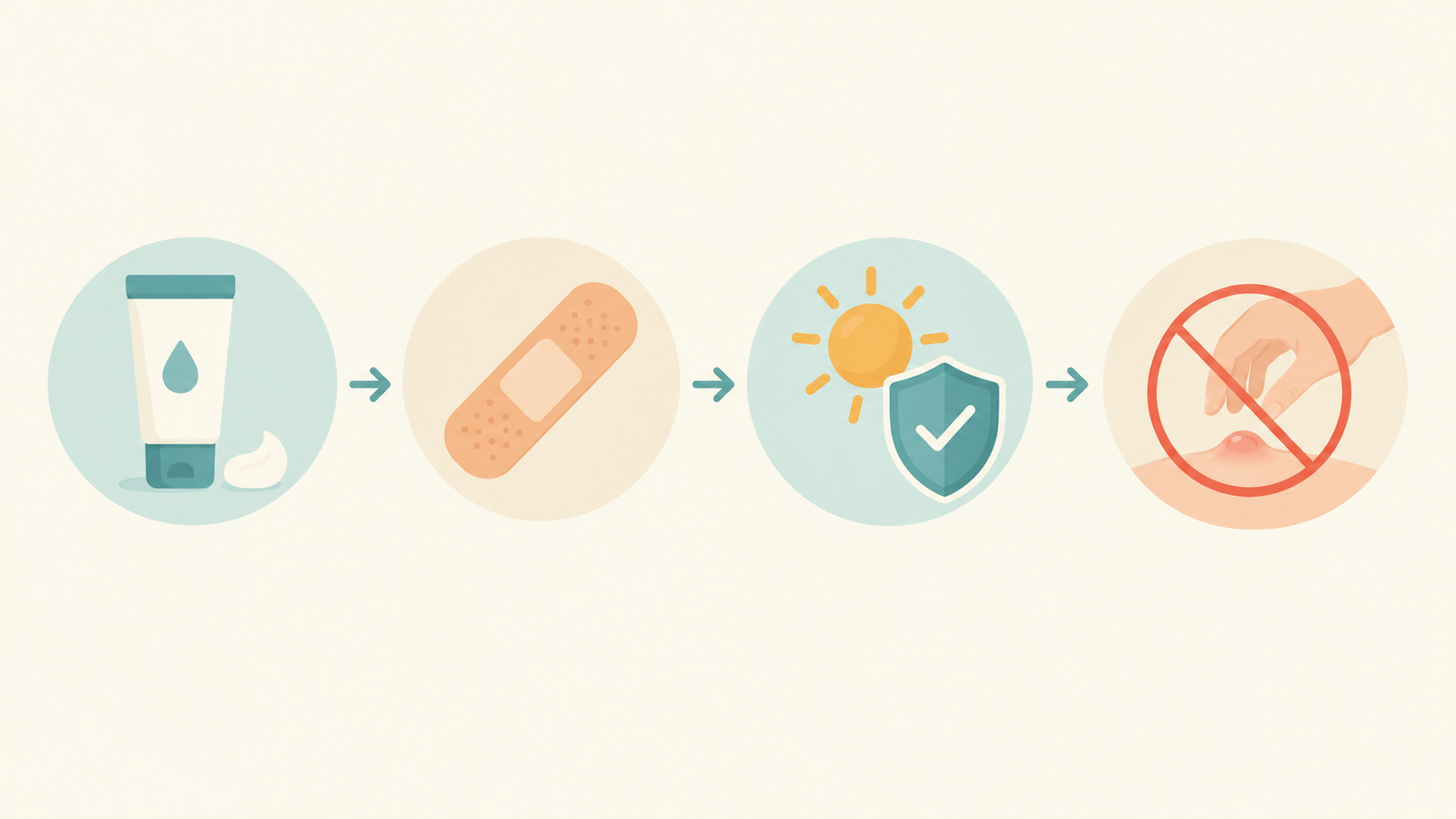 Illustration of aftercare steps to protect skin between tattoo removal sessions