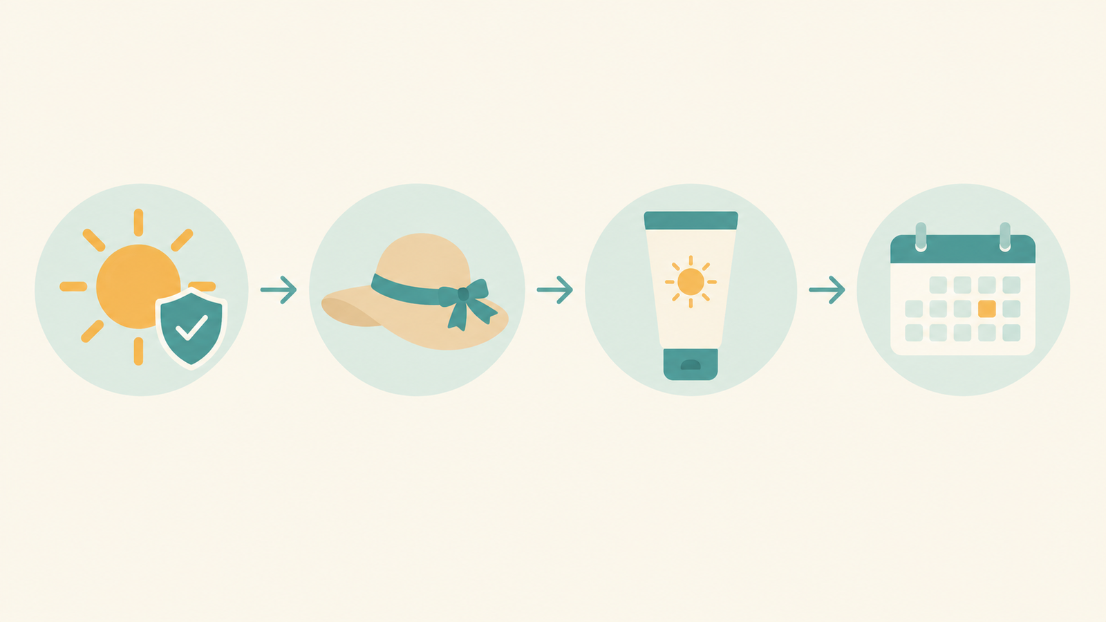 Illustration of daily sun protection steps that help prevent melasma from coming back after laser toning