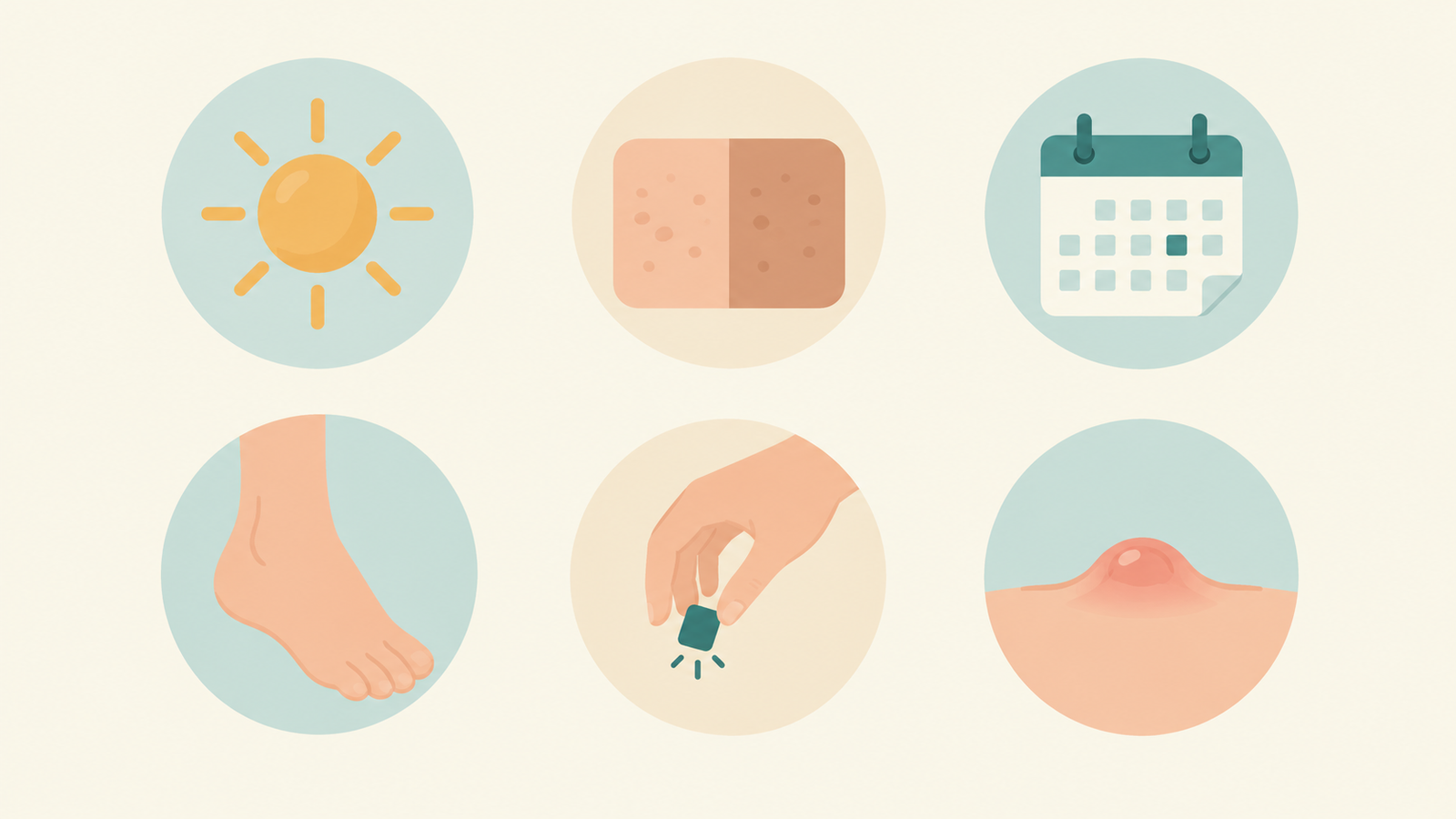 Icons showing factors that raise the chance of scarring after tattoo removal