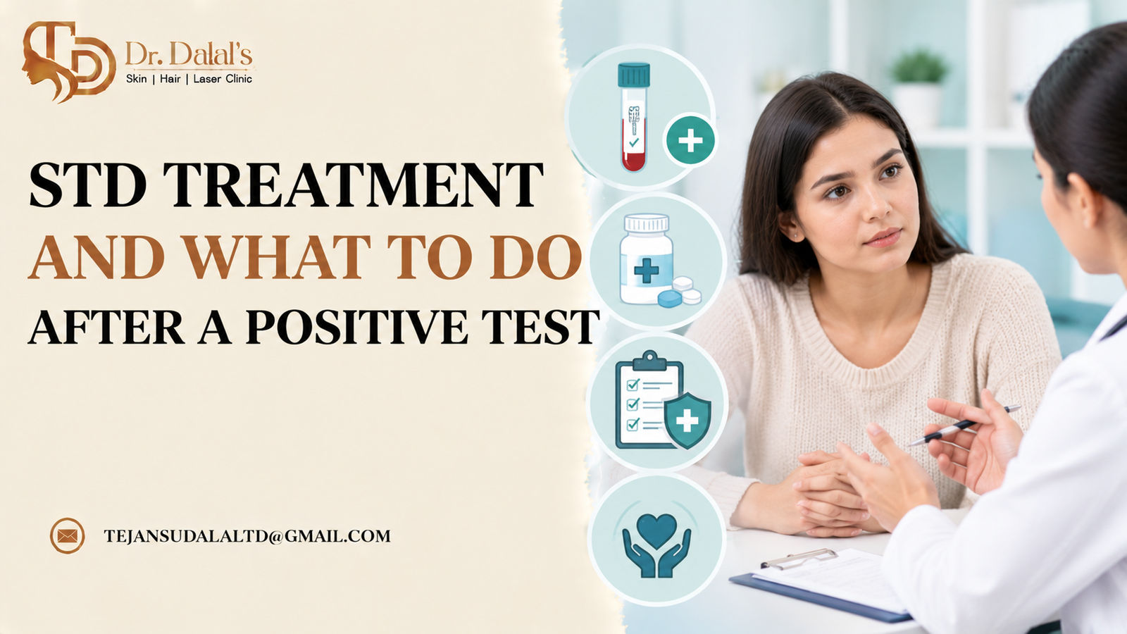Doctor calmly explaining test results and next steps to a patient during a private consultation