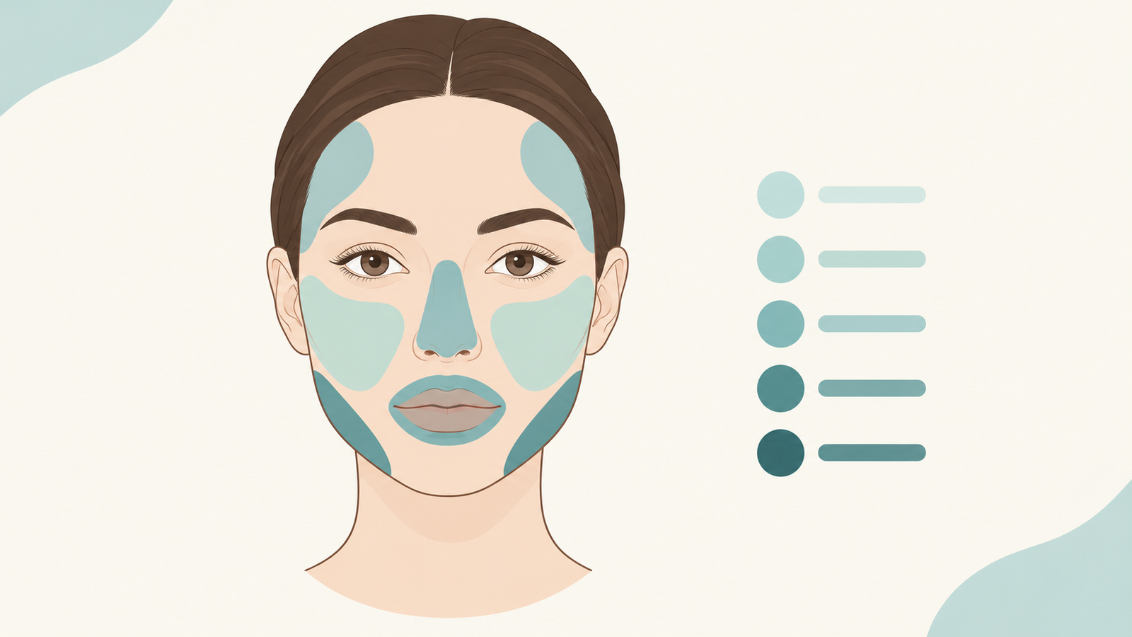 Face outline showing facial areas where fat grafting tends to last longer or shorter