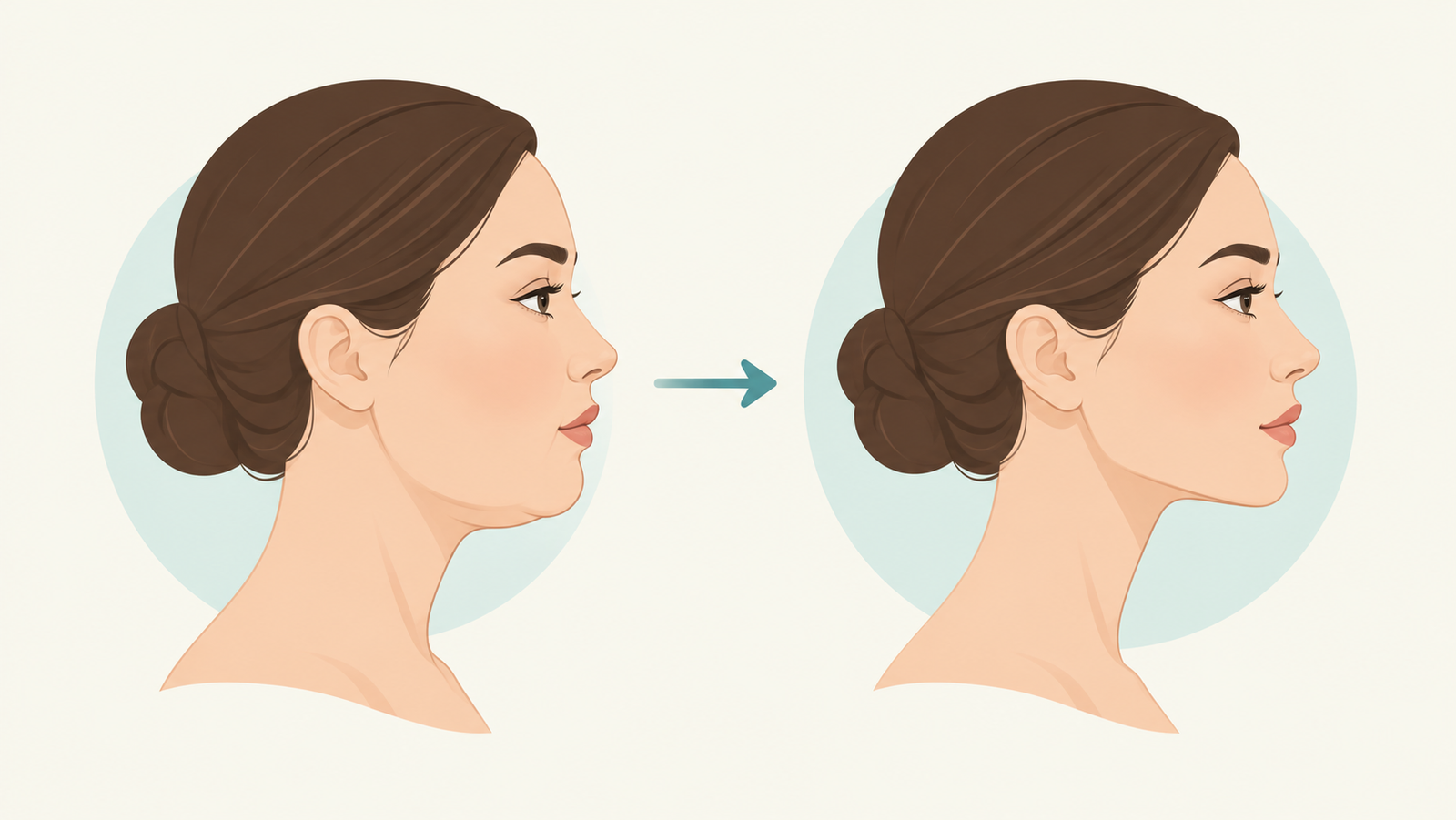 Illustration of a softer jawline becoming more defined after HIFU treatment
