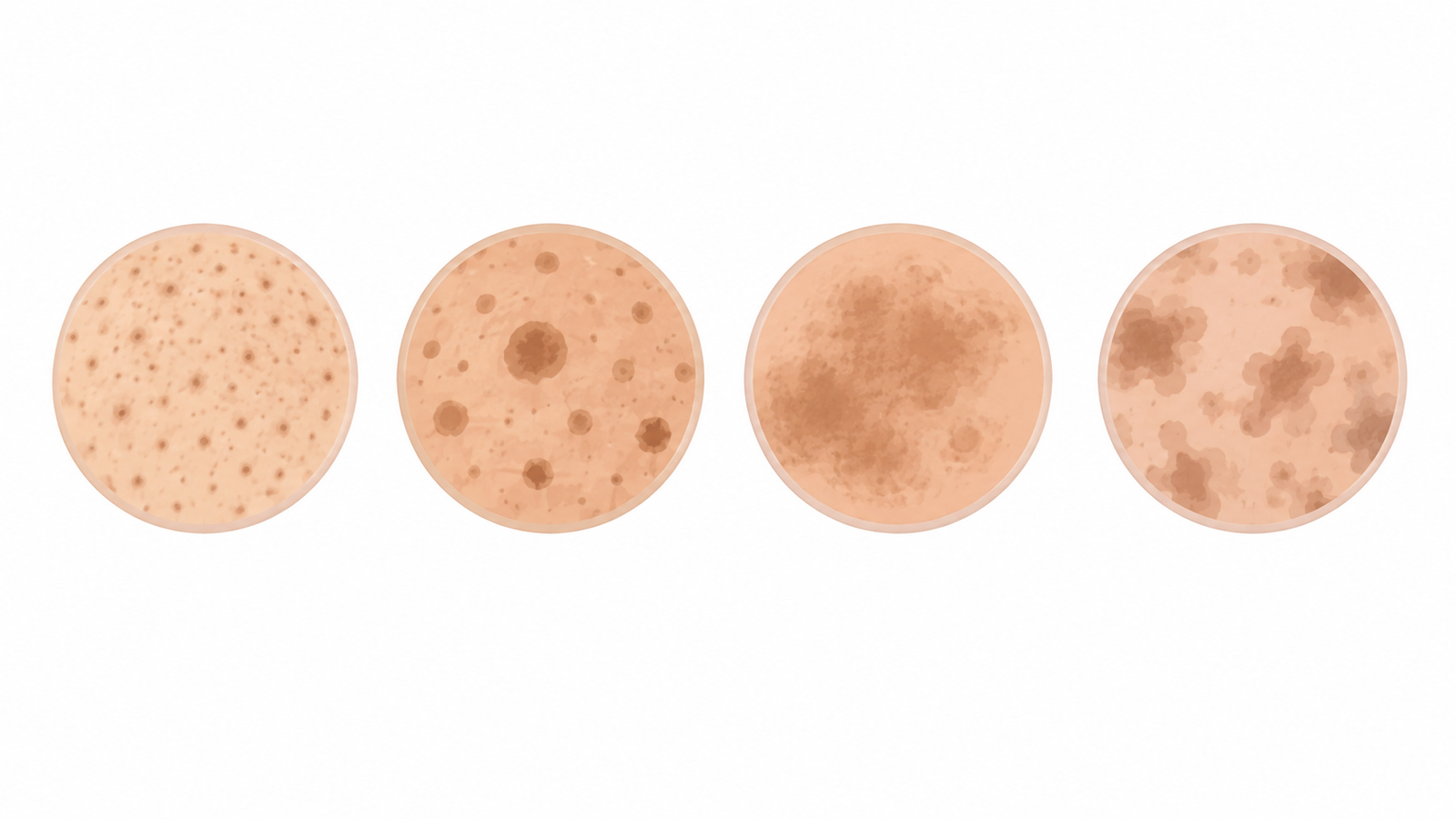 Illustration comparing different types of skin pigmentation patterns