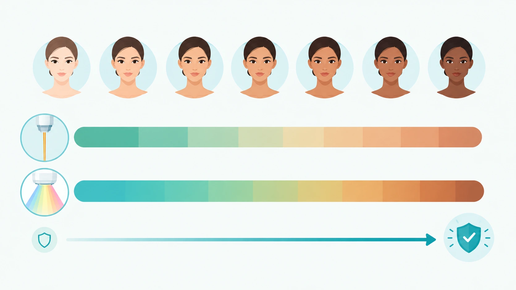 Chart illustrating how treatment safety margins vary across different skin tones