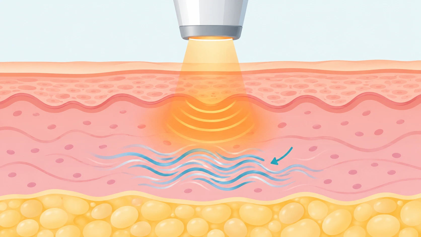 Illustration showing how laser energy heats deeper skin tissue to stimulate new collagen