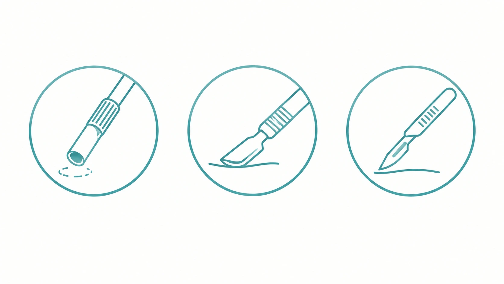Icon row representing different tissue sampling techniques used before skin growth removal