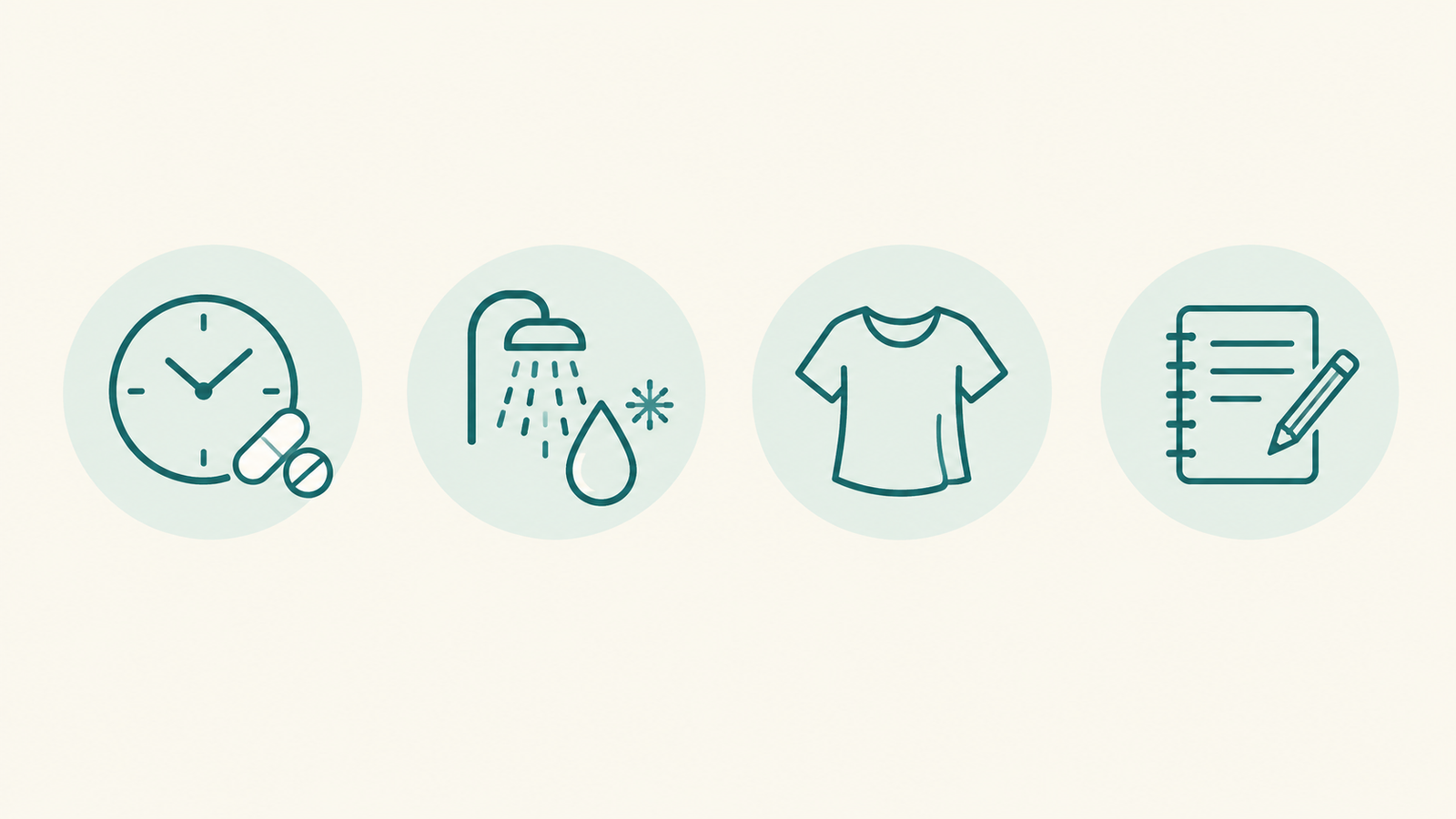 Icon row representing daily habits that help manage chronic hives